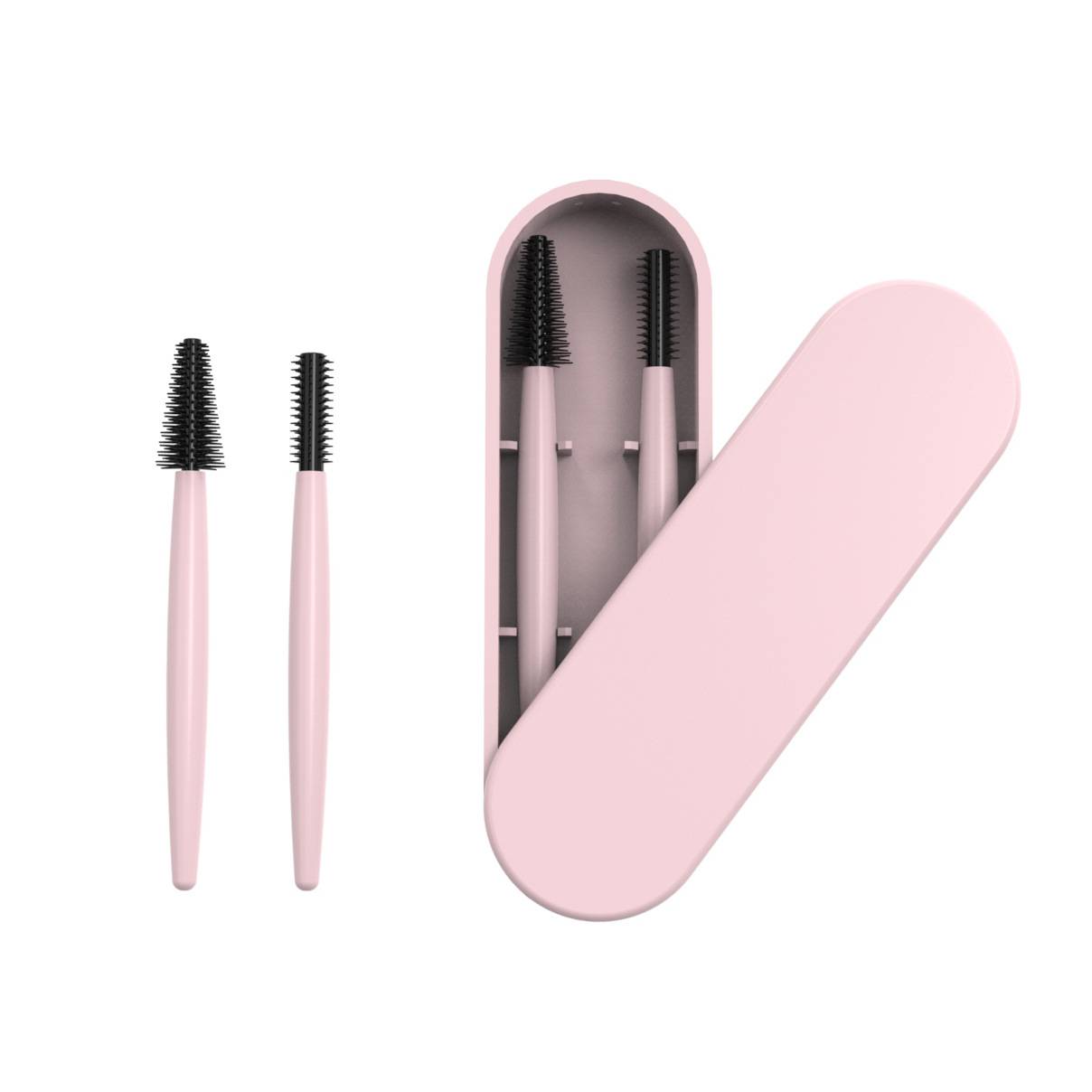 Private Label Eyelash Brush With Plastic Case Eye Lash Extension Brush Mascara Wands Eyebrow Brushes Portable Set