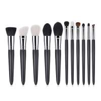 11pcs Artificial Wool Luxury Black Glitter Handle Customizable Handmade Makeup Brushes Private Label Set 2020 Vegan