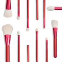 New cosmetic makeup brushes soft synthetic wool makeup brusehs private label red makeup brush set