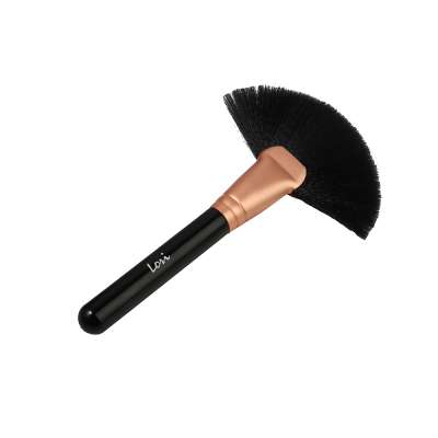 High Quality Professional Makeup Large Fan Shape  Rose Gold Ferrule Synthetic Hair Blush Face Powder Cosmetic Brush